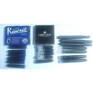 Lot Of 18 Assorted Black & Blue Fountain Pen Cartridges Kaweco Caran d'Ache